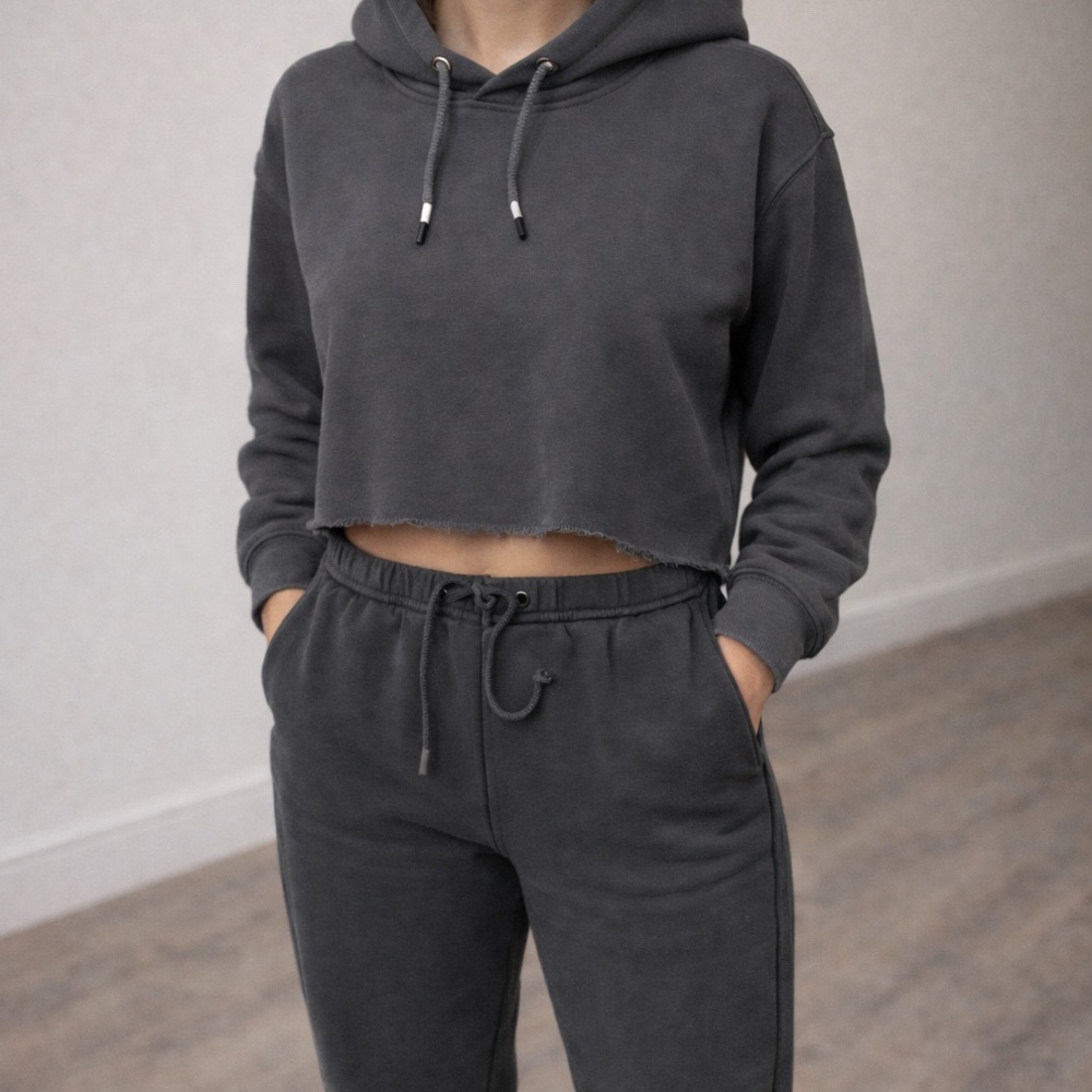 Fundamental Coast Women's Charcoal Gray Cropped Hoodie